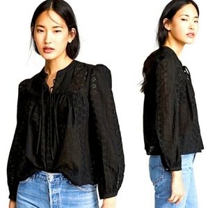 Madewell Eyelet Double-Tie Peasant Top